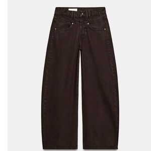 Zara TRF low rise baggy barrel jeans brown
